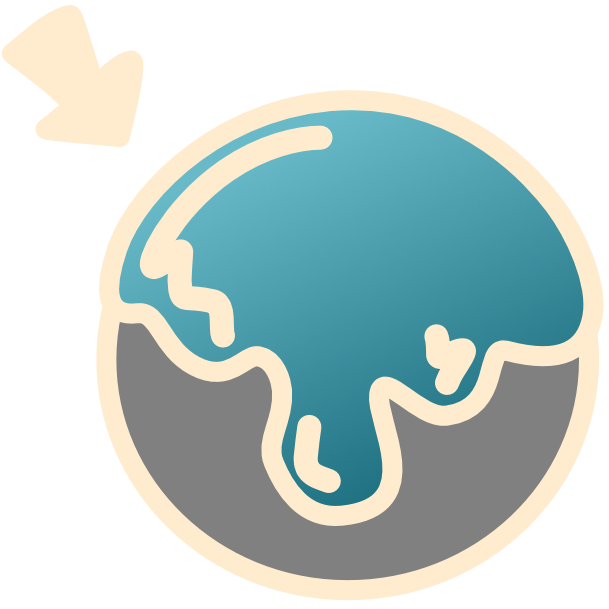 an image with off white line art shows a gray circle with a shiny blue substance dripping down it. A small black arrow points to the substance.